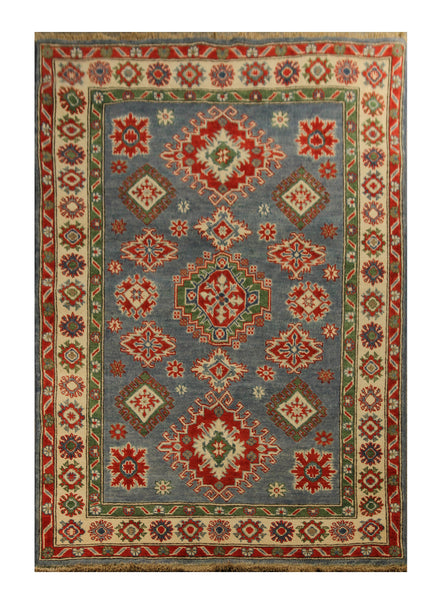 22726 - Kazak Hand-Knotted/Handmade Afghan Tribal/Nomadic Authentic/Size: 5'9" x 4'0"