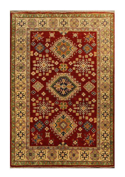 22697 - Kazak Hand-Knotted/Handmade Afghan Tribal/Nomadic Authentic/Size: 6'1" x 3'10"