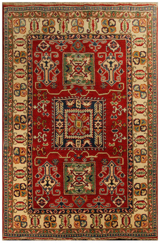 22685 - Kazak Hand-Knotted/Handmade Afghan Tribal/Nomadic Authentic/Size: 6'0" x 4'0"