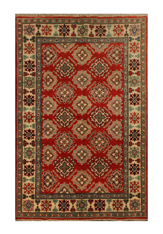 22682 - Kazak Hand-Knotted/Handmade Afghan Tribal/Nomadic Authentic/Size: 6'1" x 3'10"