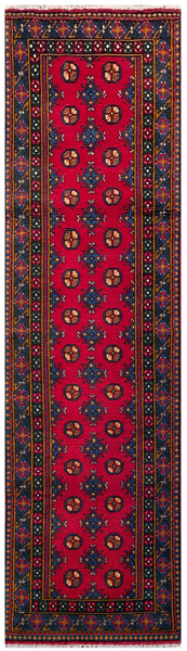 25325- Khal Mohammad Afghan Hand-Knotted Authentic/Traditional/Carpet/Rug/ Size: 9'6" x 2'7"