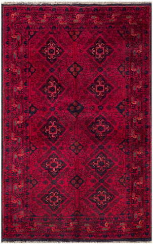 25308- Khal Mohammad Afghan Hand-Knotted Authentic/Traditional/Carpet/Rug/ Size: 6'4" x 4'0"