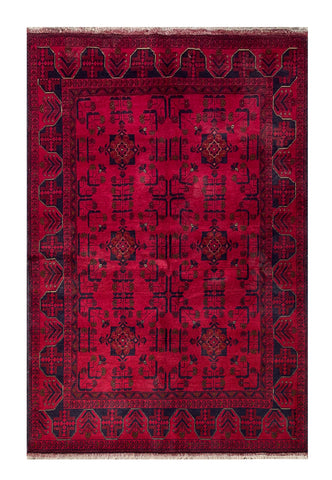 25309- Khal Mohammad Afghan Hand-Knotted Authentic/Traditional/Carpet/Rug/ Size: 6'4" x 4'2"