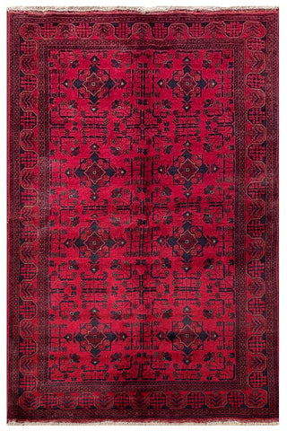 25313- Khal Mohammad Afghan Hand-Knotted Authentic/Traditional/Carpet/Rug/ Size: 6'5" x 4'2"