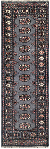 25037-Bokhara Hand-Knotted/Handmade Pakistani Rug/Carpet Tribal/Nomadic Authentic/ Size: 5'11" x 2'0"/180cm x 61cm
