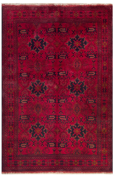 25306- Khal Mohammad Afghan Hand-Knotted Authentic/Traditional/Carpet/Rug/ Size: 6'6" x 4'3"