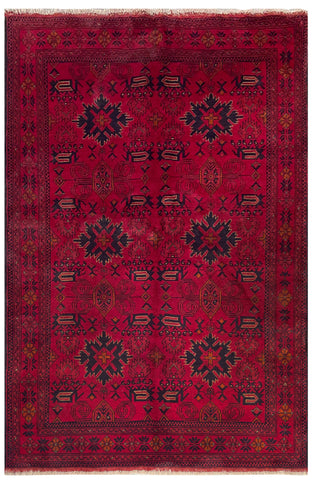 25306- Khal Mohammad Afghan Hand-Knotted Authentic/Traditional/Carpet/Rug/ Size: 6'6" x 4'3"