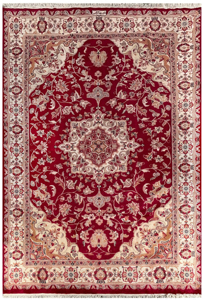 25185- Jaldar Hand-knotted/Handmade Pakistani Rug/Carpet Traditional Authentic/Size: 7'11" x 5'5"