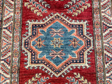 24992-Royal Kazak Hand-Knotted/Handmade Afghan Rug/Carpet Tribal/Nomadic Authentic/ Size: 8’6” x 2’8”