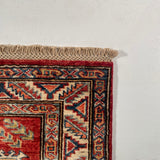 24992-Royal Kazak Hand-Knotted/Handmade Afghan Rug/Carpet Tribal/Nomadic Authentic/ Size: 8’6” x 2’8”/259cm x 81cm