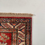 24992-Royal Kazak Hand-Knotted/Handmade Afghan Rug/Carpet Tribal/Nomadic Authentic/ Size: 8’6” x 2’8”