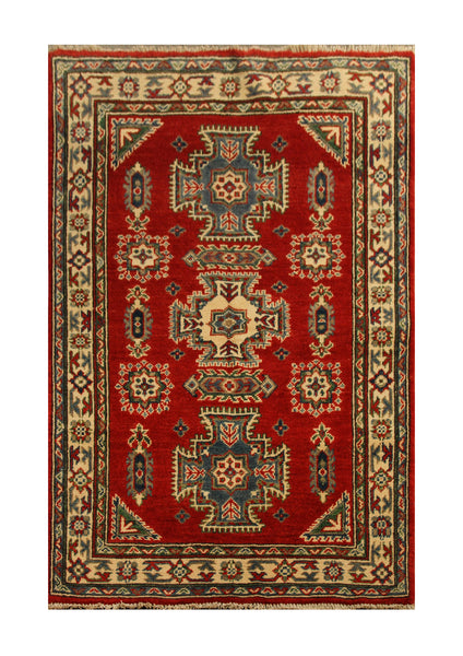 22625 - Kazak Hand-Knotted/Handmade Afghan Tribal/Nomadic Authentic/Size: 5'0" x 3'2"