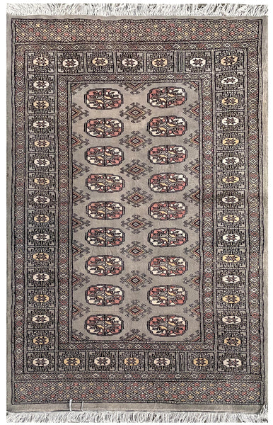 25303-Bokhara Hand-Knotted/Handmade Pakistani Rug/Carpet Tribal/Nomadic Authentic/ Size: 5'1" x 3'1"