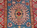 24994-Royal Kazak Hand-Knotted/Handmade Afghan Rug/Carpet Tribal/Nomadic Authentic/ Size: 10'2” x 2’8”/310cm x 81cm