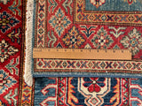 24994-Royal Kazak Hand-Knotted/Handmade Afghan Rug/Carpet Tribal/Nomadic Authentic/ Size: 10'2” x 2’8”/310cm x 81cm