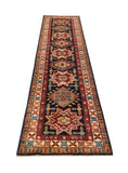 24995-Royal Kazak Hand-Knotted/Handmade Afghan Rug/Carpet Tribal/Nomadic Authentic/ Size: 9’2” x 2’8”