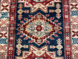 24995-Royal Kazak Hand-Knotted/Handmade Afghan Rug/Carpet Tribal/Nomadic Authentic/ Size: 9’2” x 2’8”/279cm x 81cm