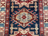 24995-Royal Kazak Hand-Knotted/Handmade Afghan Rug/Carpet Tribal/Nomadic Authentic/ Size: 9’2” x 2’8”