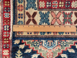24995-Royal Kazak Hand-Knotted/Handmade Afghan Rug/Carpet Tribal/Nomadic Authentic/ Size: 9’2” x 2’8”/279cm x 81cm