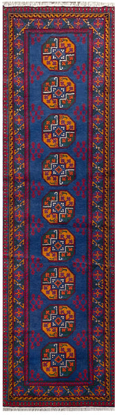 25327- Khal Mohammad Afghan Hand-Knotted Authentic/Traditional/Carpet/Rug/ Size: 9'7" x 2'7"