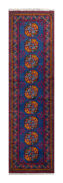 25327- Khal Mohammad Afghan Hand-Knotted Authentic/Traditional/Carpet/Rug/ Size: 9'7" x 2'7"