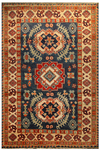 22627 - Kazak Hand-Knotted/Handmade Afghan Tribal/Nomadic Authentic/Size: 5'2" x 3'2"
