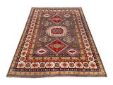 25276-Kazak Hand-Knotted/Handmade Afghan Rug/Carpet Tribal/Nomadic Authentic/ Size: 7’8” x 5’7”