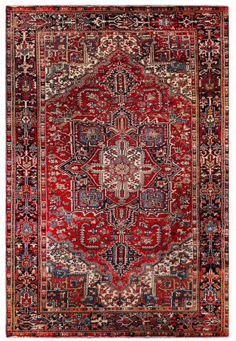 24969- Heriz Hand-Knotted/Handmade Persian Rug/Carpet Traditional/Authentic/Size: 11'4" x 7'9"/346cm x 236cm