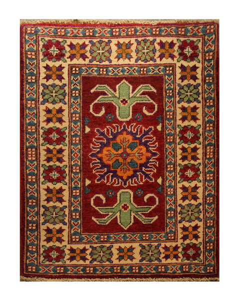 22789 - Kazak Afghan Hand-knotted Contemporary/Nomadic/Tribal Carpet/Rug/Size: 3'1" x 1'11"