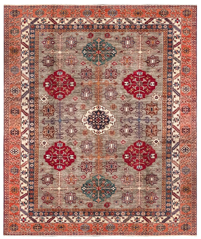 24987- Chobi Ziegler Afghan Hand-Knotted Contemporary/Modern Runner/Size: 10'2" x 8'4"/310cm x 254cm