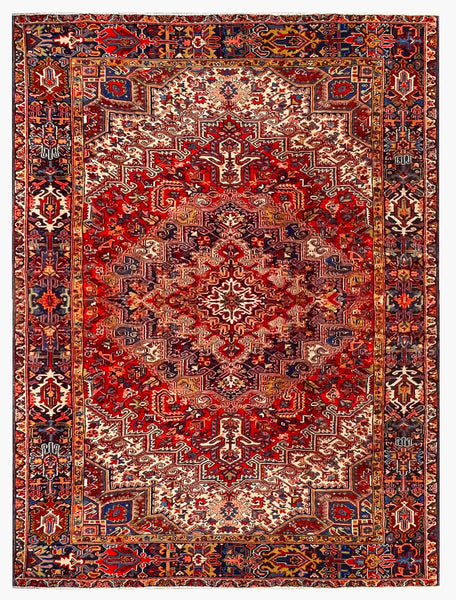 24966- Heriz Hand-Knotted/Handmade Persian Rug/Carpet Traditional/Authentic/Size: 11'2" x 8'8"