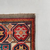 25321-Kazak Hand-Knotted/Handmade Afghan Rug/Carpet Tribal/Nomadic Authentic/ Size: 7’11” x 5’7”