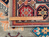 25321-Kazak Hand-Knotted/Handmade Afghan Rug/Carpet Tribal/Nomadic Authentic/ Size: 7’11” x 5’7”