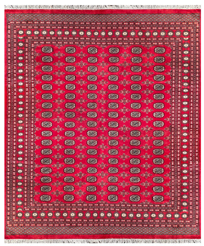 25291-Bokhara Hand-Knotted/Handmade Pakistani Rug/Carpet Tribal/Nomadic Authentic/ Size/: 9'11" x 8'1"