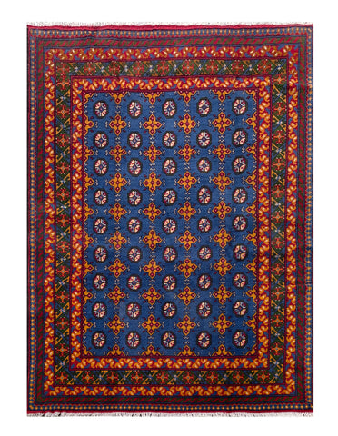 25329- Khal Mohammad Afghan Hand-Knotted Authentic/Traditional/Carpet/Rug/ Size: 6'7" x 4'9"