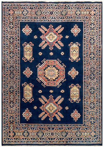 25312-Kazak Hand-Knotted/Handmade Afghan Rug/Carpet Tribal/Nomadic Authentic/ Size: 7’10” x 5’6”