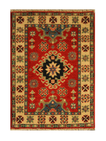 22802 - Kazak Afghan Hand-knotted Contemporary/Modern Nomadic/Tribal Carpet/Rug/Size: 2'10" x 1'10"