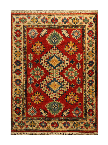 22838 - Kazak Afghan Hand-knotted Contemporary/Modern Nomadic/Tribal Carpet/Rug/Size: 2'11" x 2'0"