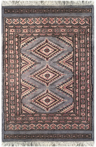 25084- Jaldar Hand-knotted/Handmade Pakistani Rug/Carpet Traditional Authentic/Size: 3'2" x 2'0"/97cm x 61cm