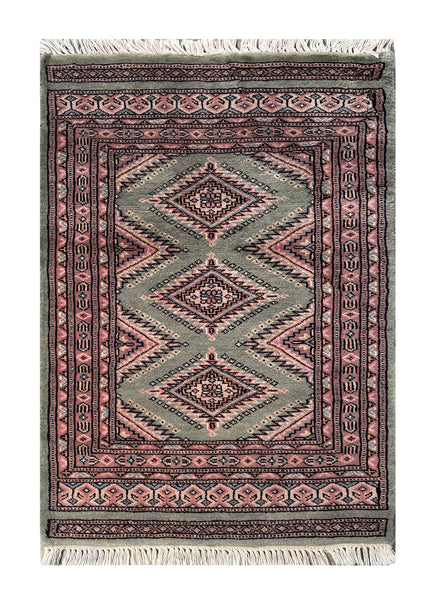 25094- Jaldar Hand-knotted/Handmade Pakistani Rug/Carpet Traditional Authentic/Size: 3'0" x 2'0"