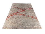 24852- Damask Hand-Knotted/Handmade Indian Rug/Carpet Modern Authentic / Size: 8'0" x 5'8"/244cm x 172cm