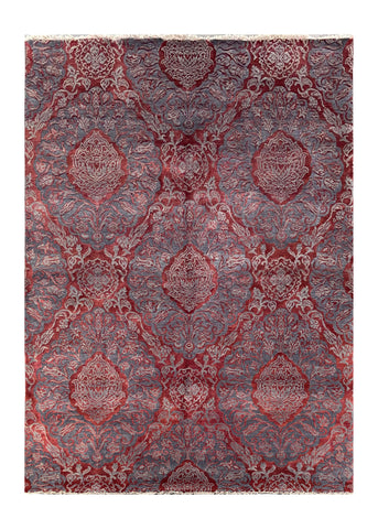 24851- Damask Hand-Knotted/Handmade Indian Rug/Carpet Modern Authentic / Size: 8'0" x 5'8"
