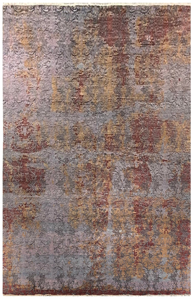 24854- Damask Hand-Knotted/Handmade Indian Rug/Carpet Modern Authentic / Size: 13'2" x 10'0"