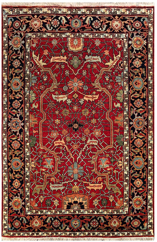 24775 - Royal Heriz Hand-Knotted/Handmade Indian Rug/Carpet Traditional/Authentic/Size: 6'1" x 4'1"