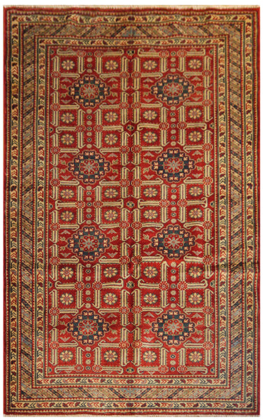 16077-Royal Kazak Hand-Knotted/Handmade Afghan Rug/Carpet Tribal/Nomadic Authentic/ Size: 5'10" x 4'9"