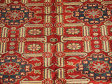 16077-Royal Kazak Hand-Knotted/Handmade Afghan Rug/Carpet Tribal/Nomadic Authentic/ Size: 5'10" x 4'9"