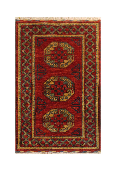 16068-Khal Mohammad Hand-Knotted/Handmade Afghan Rug/Carpet Traditional/Authentic/Size: 5'1" x 2'11"
