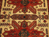 16301-Kazak Hand-Knotted/Handmade Afghan Rug/Carpet Tribal/Nomadic Authentic/ Size: 6'1" x 4'2"