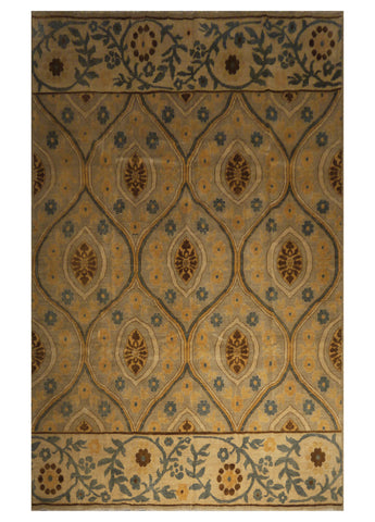 21763 - Chobi Ziegler Hand-Knotted/Handmade Afghan Rug/Carpet Modern Authentic/Size: 9'8" x 8'2"