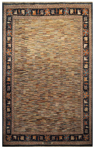 21777 - Chobi Ziegler Hand-Knotted/Handmade Afghan Rug/Carpet Modern Authentic/Size: 6'7" x 4'9"